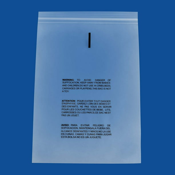 1000 14" x 20" 1.5 Mil Self Seal Suffocation Warning Poly Bags